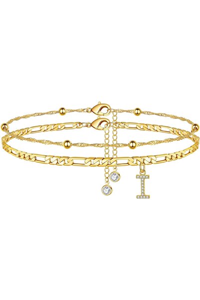 Generic Initial Ankle Bracelets For Women Girls Fashionable 14K Gold Plated L...