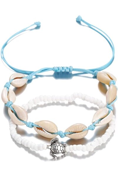 Generic أساور للكاحل للنساء، طقم خلخال من صدفة السلحفاة متعددة الطبقات، سلسلة...