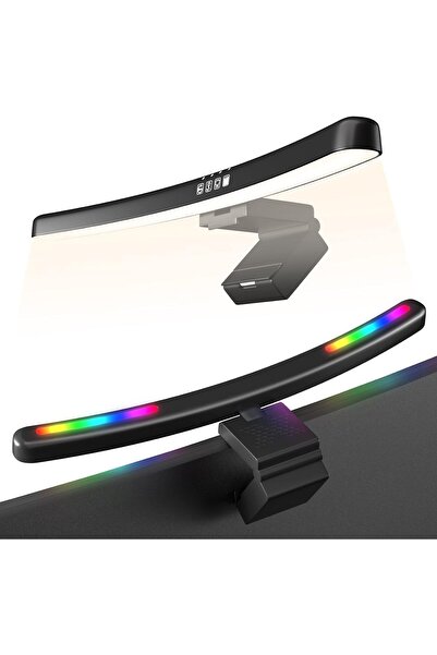 Generic شريط إضاءة شاشة منحني RGB مع 7 ألوان قابلة للتعديل و3 أوضاع إضاءة رئي...