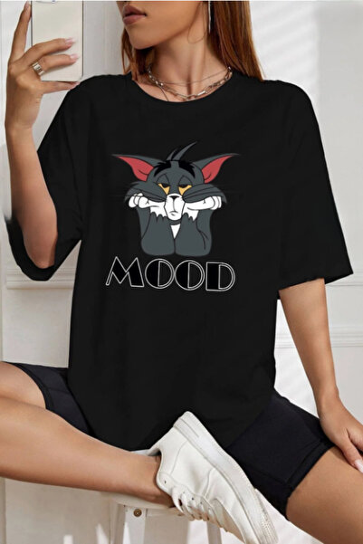ALCİNOUS Mood Printed Oversized Unisex Cotton Short Sleeve Basic T-Shirt