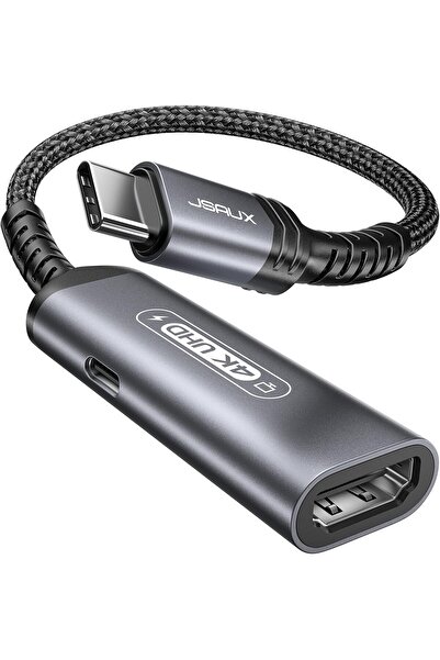 Generic محول JSAUX من USB-C إلى HDMI وشاحن | محول 2 في 1 من النوع C إلى HDMI ...