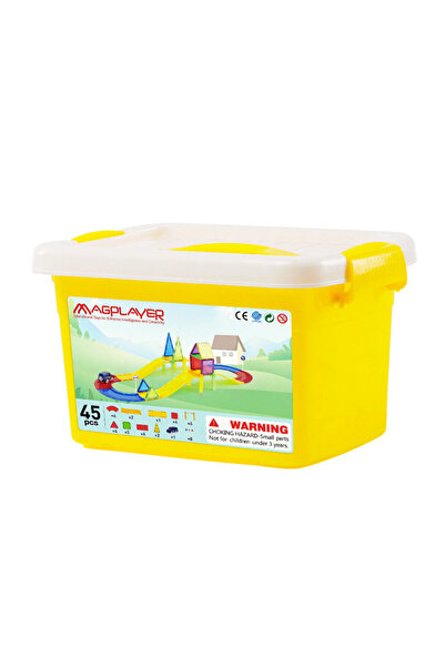 Magplayer Set de constructie magnetic 3D - Circuit masinute (45 piese)