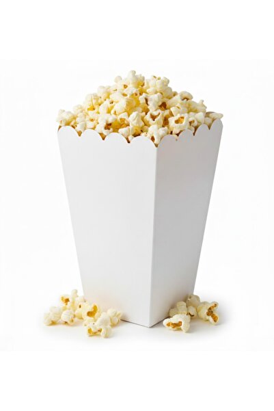 Şeyma Ambalaj 100 Adet Beyaz Popcorn Patlamış Mısır Kutusu