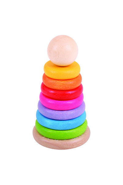 BIGJIGS Toys Piramida din lemn - Curcubeul