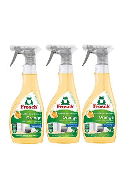 Frosch Portakal Özlü Çok Amaçlı Yüzey Temizleyici Sprey 500 ml x 3 Adet, Vegan