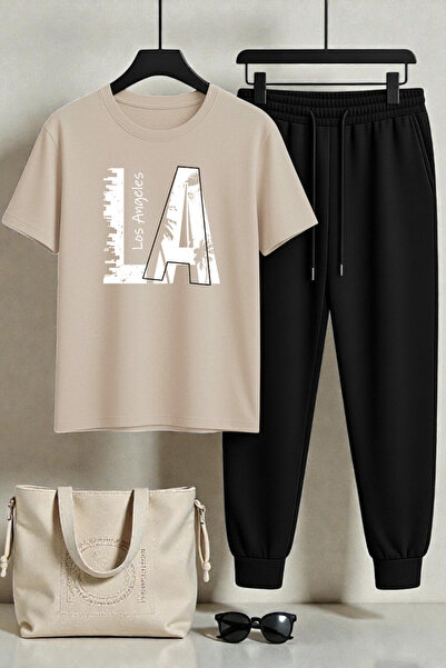 uyguntarz Unisex Los Angles Printed 2-Piece Tracksuit Set