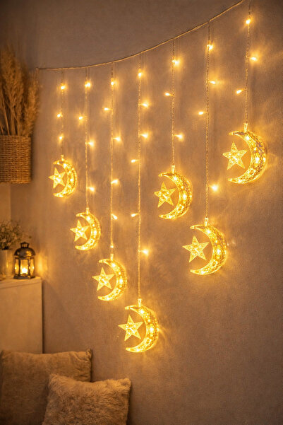 YDGR 5 Metre Dekoratif LED Ay Yıldız Gün Işığı Pilli Işık Duvar Dekoru