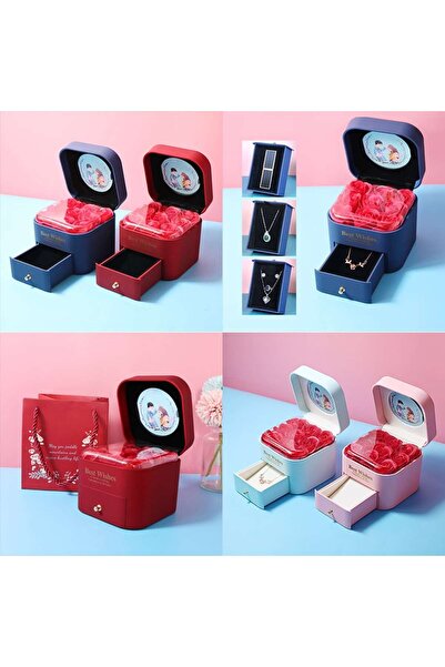 By Rozane Premium Gift Set with 9 Soap Roses, Jewelry Drawer and Greeting Card