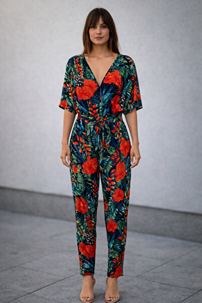 AYHAN Salopetă din crep cu imprimeu floral