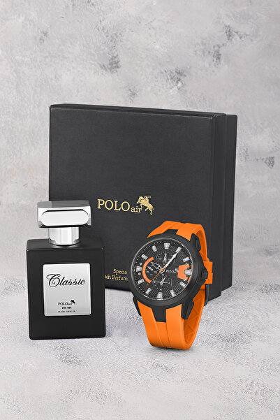 Polo Air Kauçuk Kordon Erkek Kol Saati Ve Parfüm Hediyelik Kutusunda Set Turu...