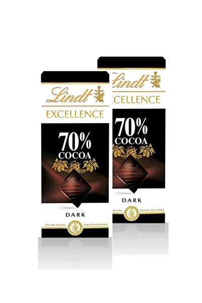 Lindt Excellence %70 Kakao Bitter Çikolata 100g x 2’li Paket Yoğun Aromalı İs...