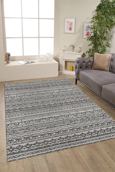 LTS HOME ETNİK DESENLİ DİJİTAL BASKILI Renkli Kaymaz Taban Yıkanabilir Mutfak...