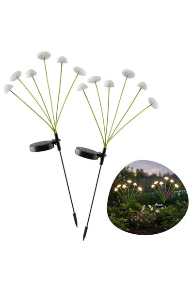 Epilons 2 Pieces of Plastic Mushroom Sensor Solar Garden Lamp
