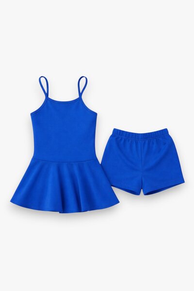 My Kids Wear Girl's Waitress Swimsuit Dress and Shorts 2-Piece Set 12421