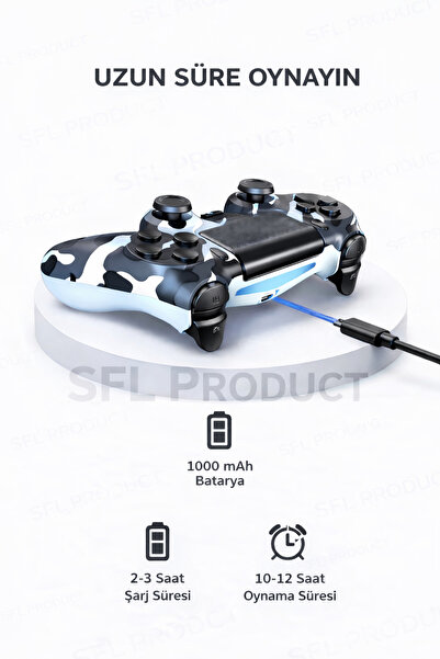 SFL Product Kamuflaj Desenli PS4 Oyun Kolu 2’li Set – PS4 / PS4 Slim / PS4 Pro / PC Uyumlu