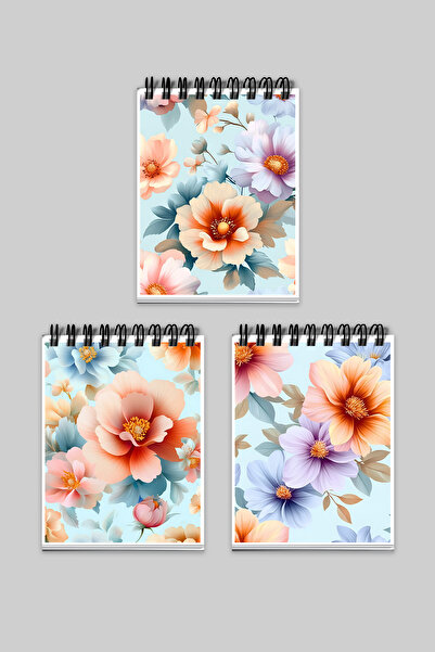 qoeuyl boutique Colorful Roses Bullet Journal Design Set of 3 A6 Notepads