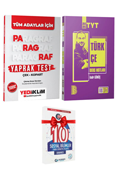 Yediiklim Yayınları 2026 Tüm Adaylar İçin Paragraf Yaprak Test+TYT Türkçe Der...