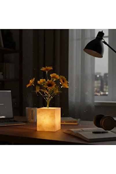 Epilons Yellow Potted Led Artificial Flower Zenvi̇a-4567