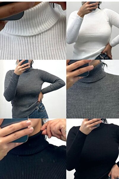 NİSUM MODA 3 Pieces of Knitted Fishneck Sweater