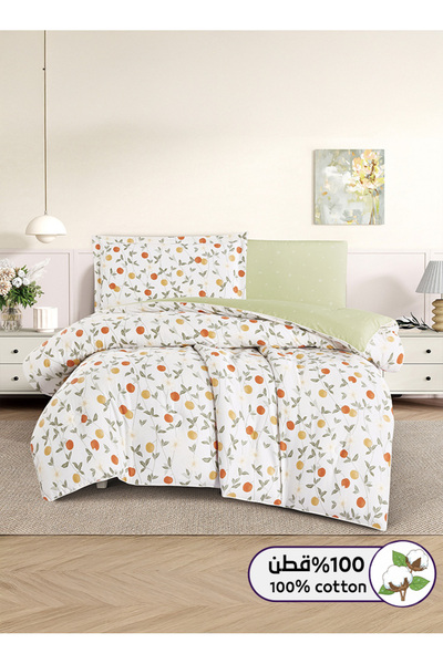 Melen طقم مفرش سرير صيفي مفرد ونص قطن 100% - 4 قطع - يناسب سرير بمقاس 200x120...