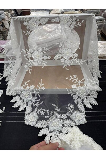 Beratti home 16 Parça Salon Takımı – Boncuk Detaylı, Çiçek Desenli Tül Dantel