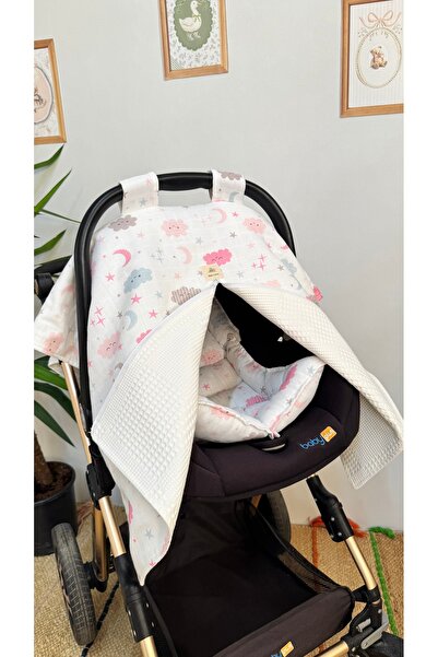 Puro Cotone 100% Cotton Double-Sided Colorful Cloud Patterned Muslin Stroller...