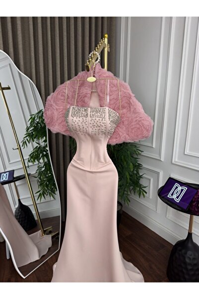 Meryl Barbie evening dress with hand embroidery, floral jacket