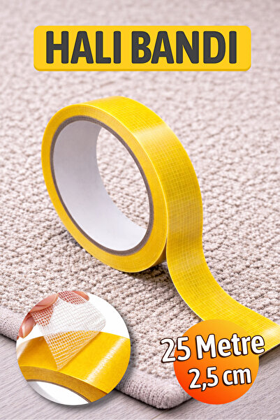Badem10 (1 Adet) 25 Metre Çift Taraflı Takviyeli Kaydırmaz Bant Halı, Paspas ...