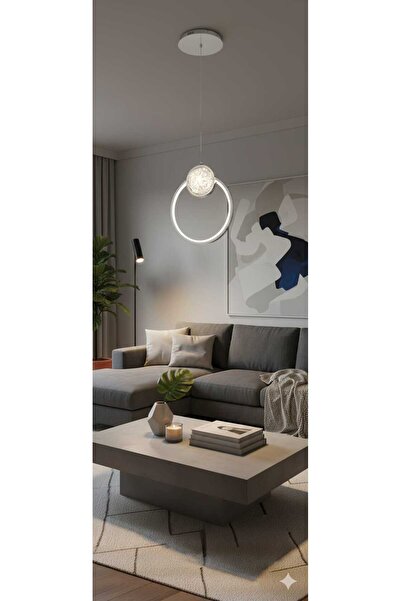 BAYGÜL ELEKTRİK Sarkık 3 RENK kumandasız kristal taşlı yuvarlak led krom aviz...