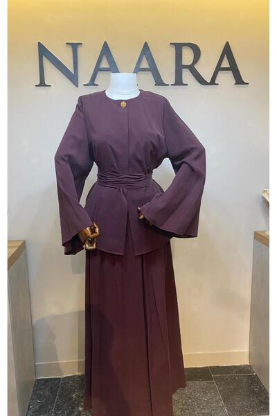 Mia Minimal Düğme Detaylı Hırka & Uzun Etek Takımı