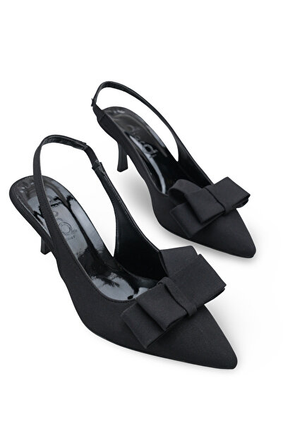 Diardi Women's Pointed Toe Bow Detailed Pointed Toe Heeled Shoes Stiletto