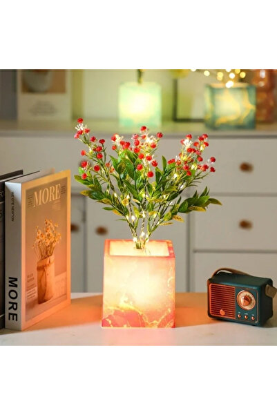 Epilons Pink Potted Led Artificial Flower Zenvi̇a-4567