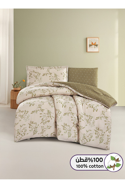 Melen طقم مفرش سرير صيفي مفرد ونص قطن 100% - 4 قطع - يناسب سرير بمقاس 200x120...