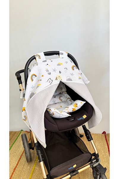 Puro Cotone 100% Cotton Double Layered Sar Rainbow Patterned Muslin Stroller ...