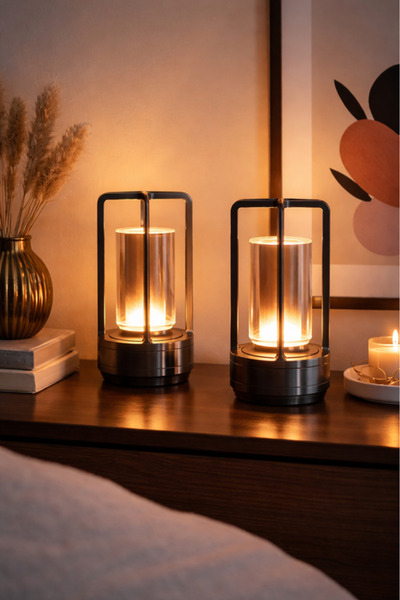 Taimi مصباحان لاسلكيان يعملان باللمس، مزودان بإضاءة LED زجاجية قابلة لإعادة ا...