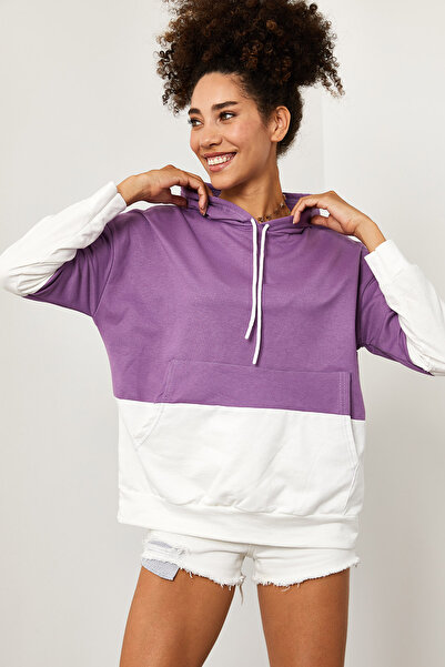 XHAN Women's hoodie with distinctive colors and pocket details - Made in Turkey