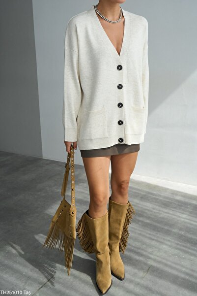 SAPHYR LUXEA Saphyr Premium White Oversize Cardigan