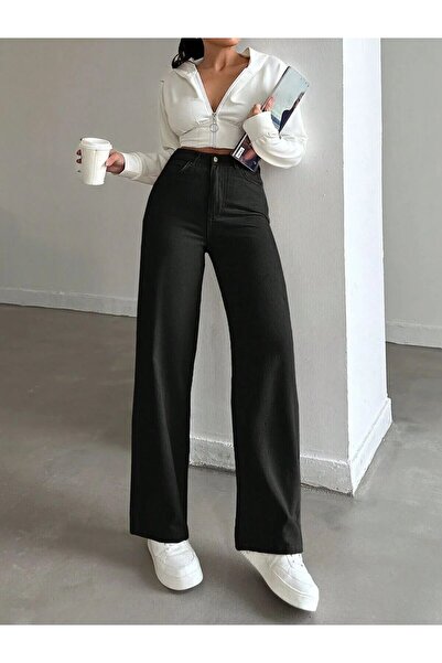 KENE JEANS High Waist Linen Loose-Leg Full-Fit Pants