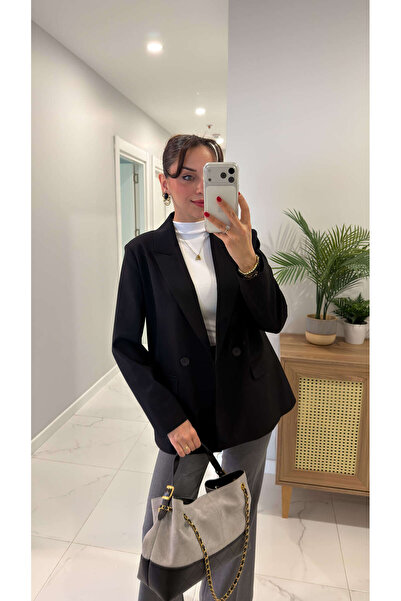 BİRCANÇİL Dlvin Terra Black Two-Button Blazer Jacket
