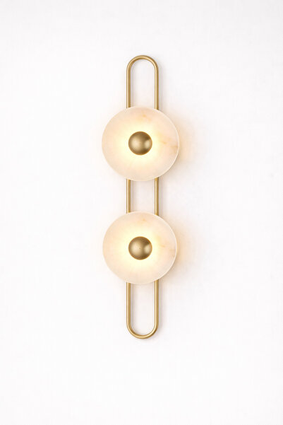 NOYA LİGHTİNG APLİK - LEDLİ DUVAR APLİĞİ - GOLD MERMER APLİK - LED APLİK - 2L...