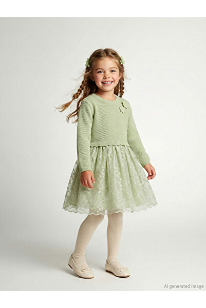 LC Waikiki Rmz Gi̇yi̇m Farkiyla Flower Appliqued Girls' Tulle Dress