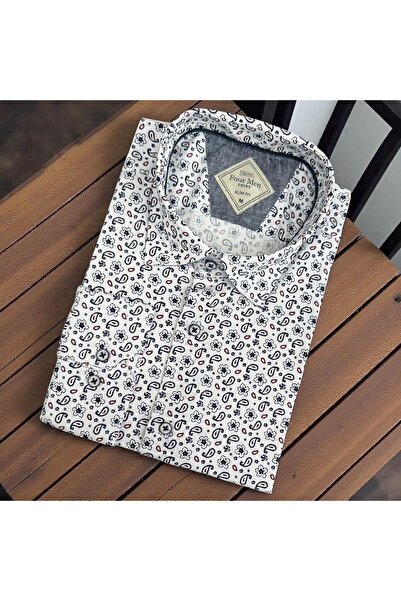 GÖMLEK GALERİSİ Slim Fit Digital Print Patterned Long Sleeve Men's Sports Shirt