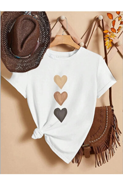 ALCİNOUS Oversize Printed Cotton Short Sleeve Crewneck Women's Basic T-Shirt