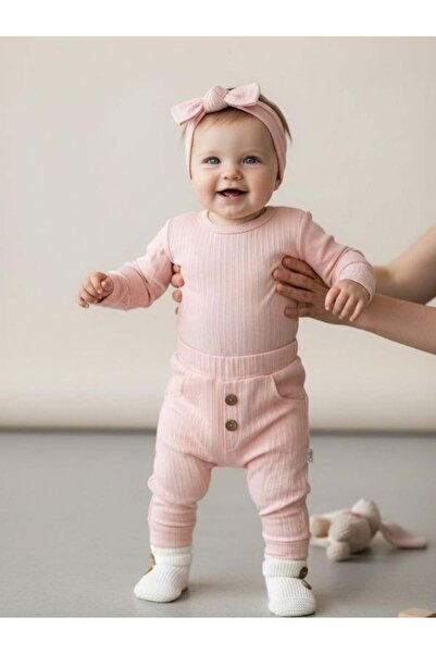 Zekids Baby Buttoned Pocketed Cotton Sweatpants