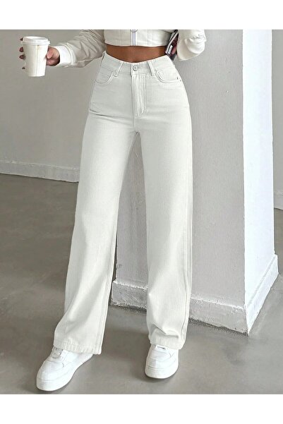 KENE JEANS High Waist Linen Loose-Leg Full-Fit Pants