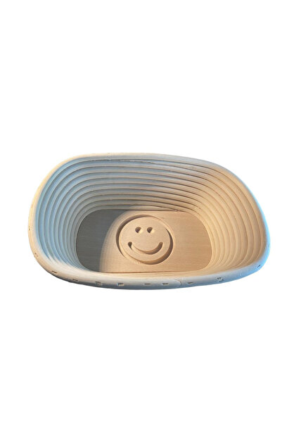 OEM Wicker basket for leavening, oval 220x150x80 mm with Smiley Face pattern