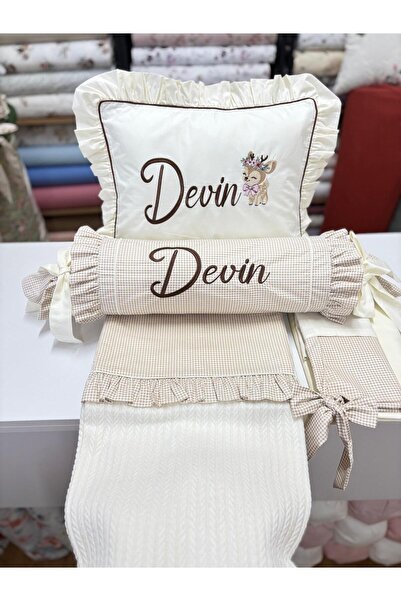 GAYE EV TEKSTİLİ طقم بيكيه للأطفال مطرز (مع وسادة كاندي)