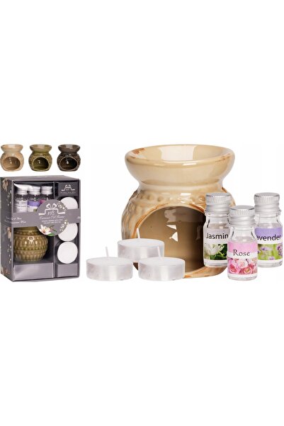 Other Kominek ceramiczny zestaw z olejkami eterycznymi 3 zapachy i tealighty ...