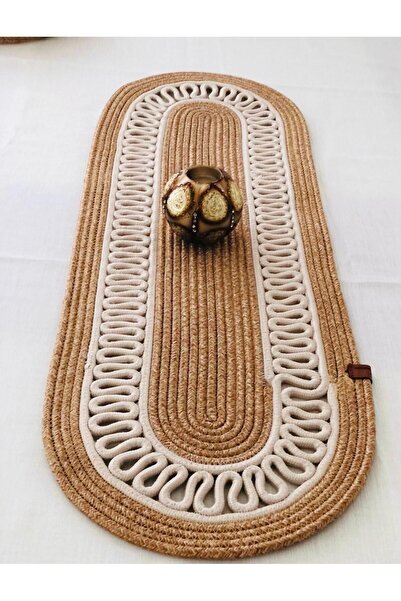 bestbeler Wicker Jute Look Runner Table Coffee Table Cover