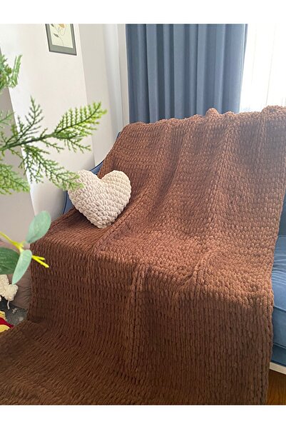 ÖRGÜCÜ DESİGN Puffy Single Blanket Brown - Heart Not Included (120X190Cm) Mad...